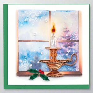 Christmas Candle Holiday Greeting Card by Quilling Card